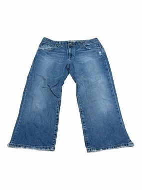 BKE Denim Wendi 31 Medium Wash Capri Jeans Raw Hem 100% Cotton